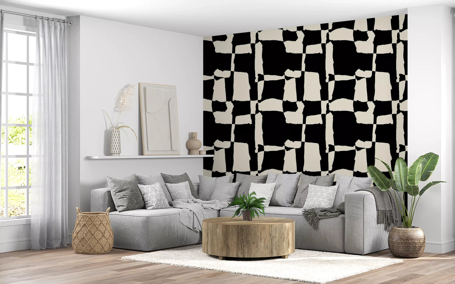 Hand-Drawn Monochrome Blocks Wallpaper⁠