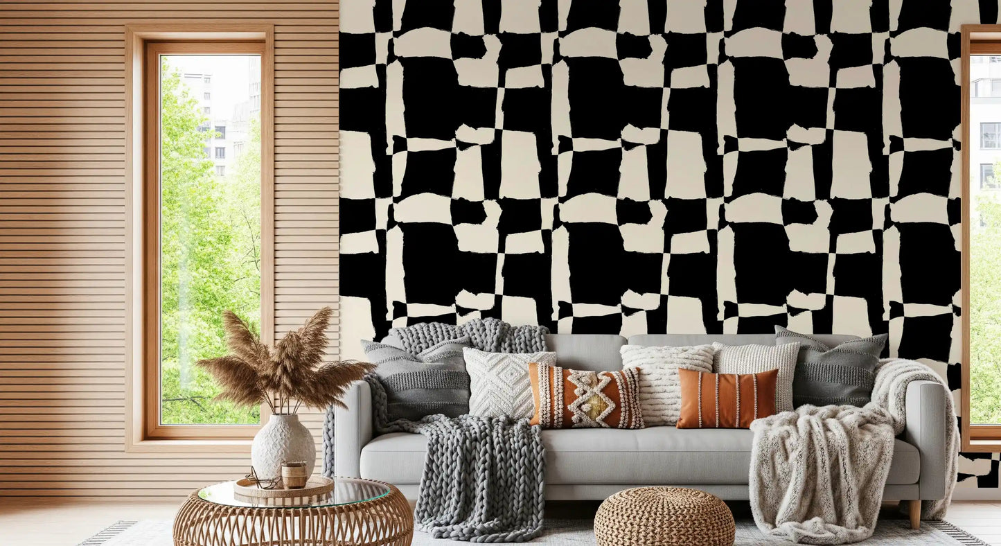 Hand-Drawn Monochrome Blocks Wallpaper⁠