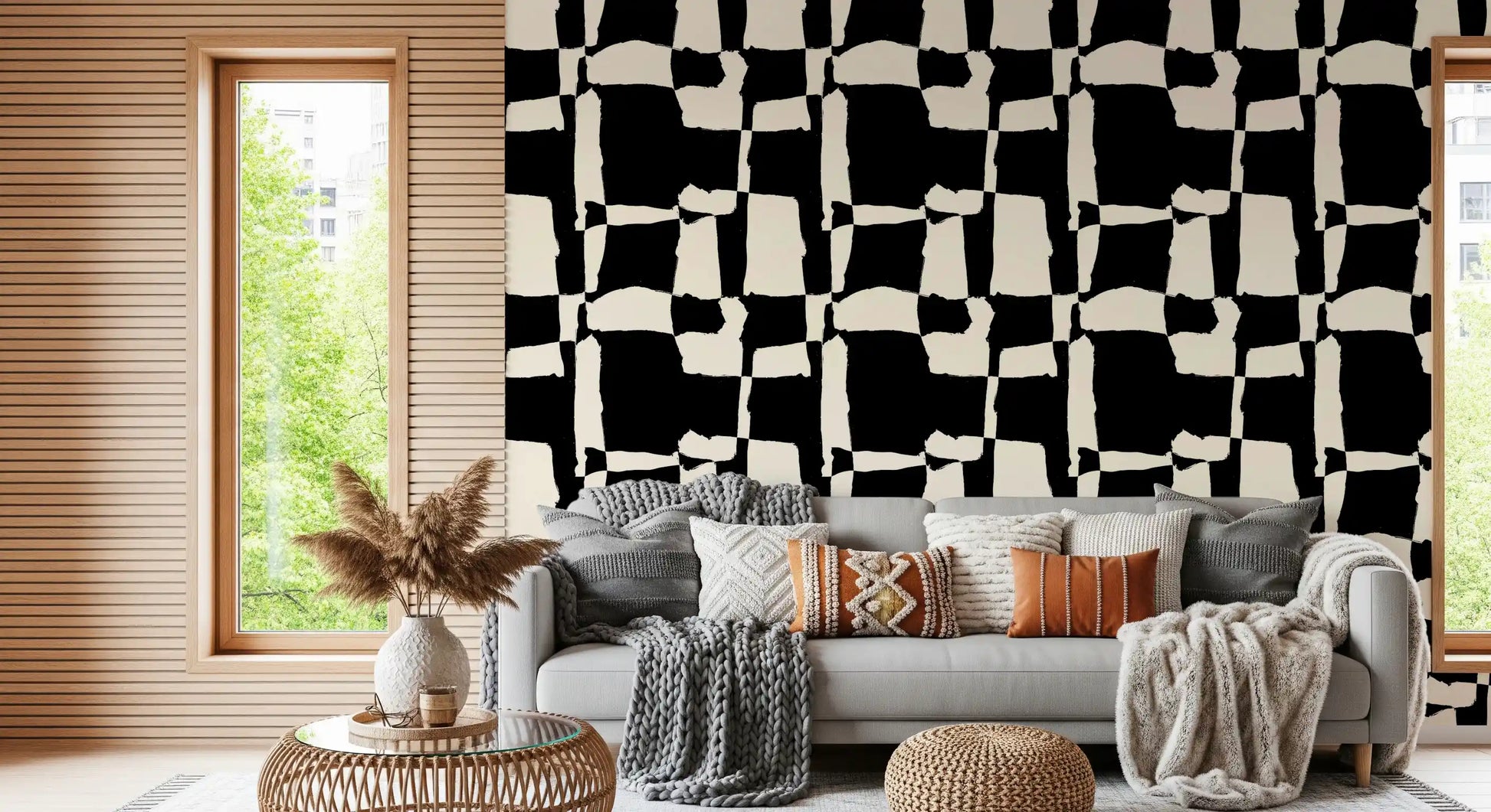 Hand-Drawn Monochrome Blocks Wallpaper⁠