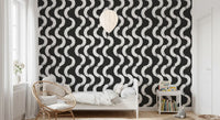 Monochrome Wavy Brushstroke Rhythm Wallpaper⁠