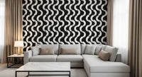 Monochrome Wavy Brushstroke Rhythm Wallpaper⁠