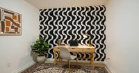 Monochrome Wavy Brushstroke Rhythm Wallpaper⁠