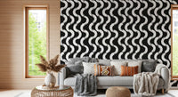 Abstract Painted Wave Motif Wallpaper⁠