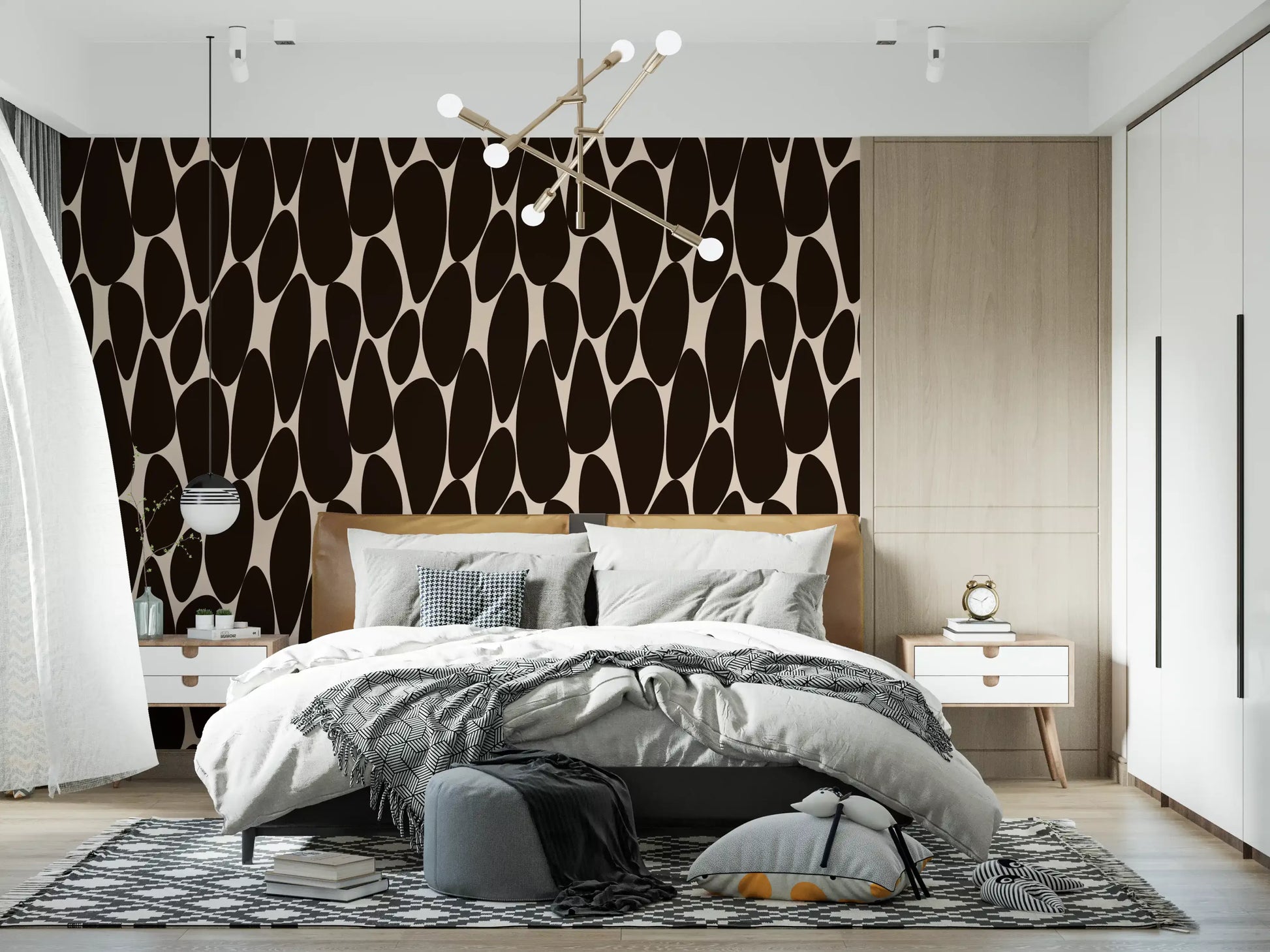 Contemporary Flowing Shapes Wallpaper⁠