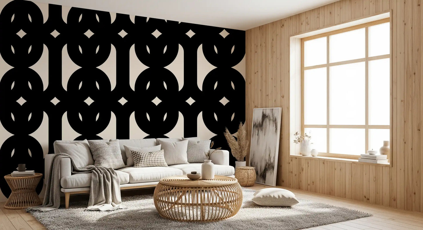 Graphic Modern Interlocking Pattern Wallpaper⁠