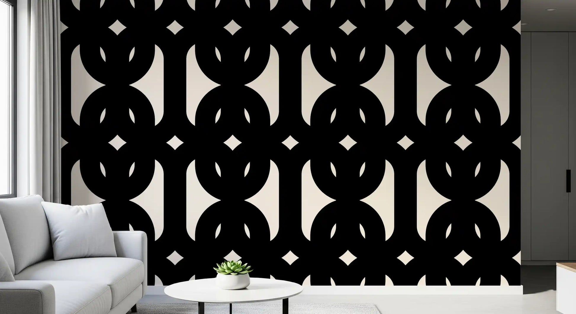 Graphic Modern Interlocking Pattern Wallpaper⁠