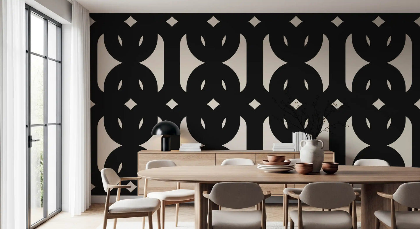 Graphic Modern Interlocking Pattern Wallpaper⁠