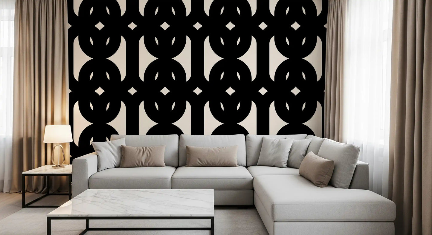 Graphic Modern Interlocking Pattern Wallpaper⁠