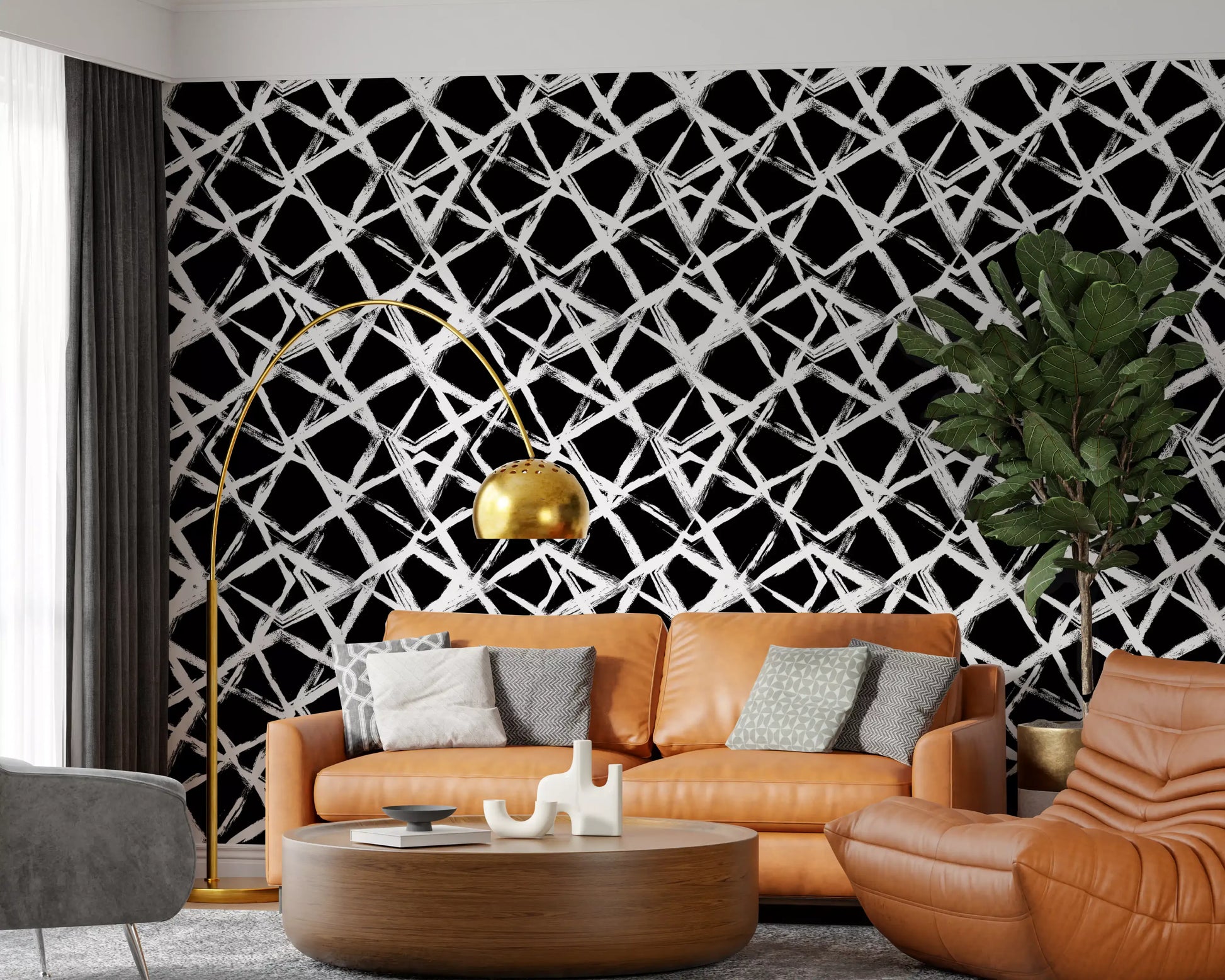Modern Minimalist Grid Brushstroke Wallpaper⁠