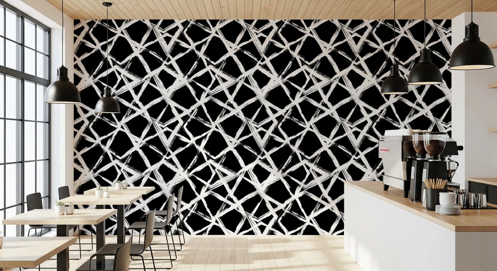 Modern Minimalist Grid Brushstroke Wallpaper⁠