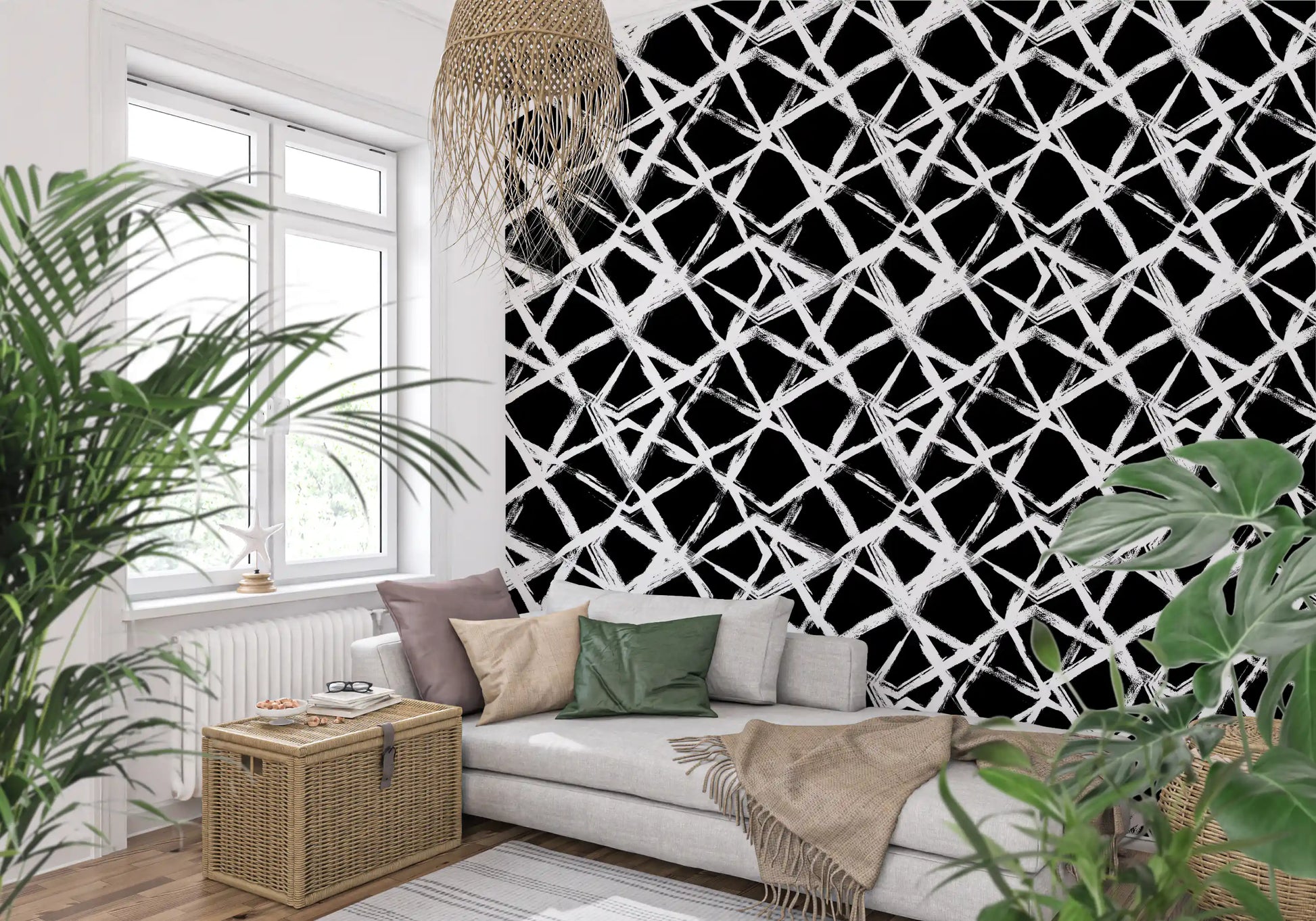 Modern Minimalist Grid Brushstroke Wallpaper⁠
