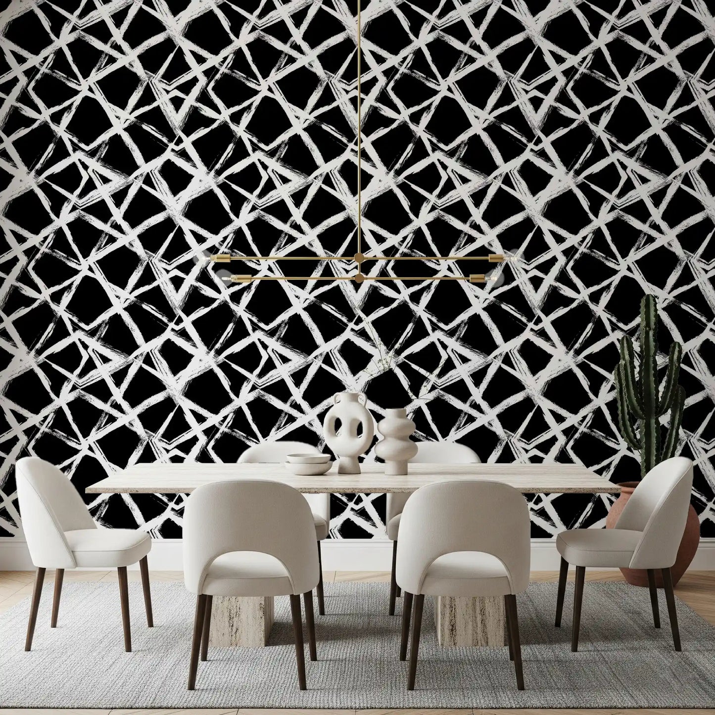 Modern Minimalist Grid Brushstroke Wallpaper⁠