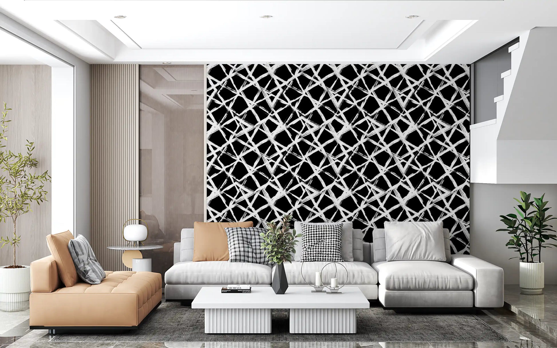 Modern Minimalist Grid Brushstroke Wallpaper⁠