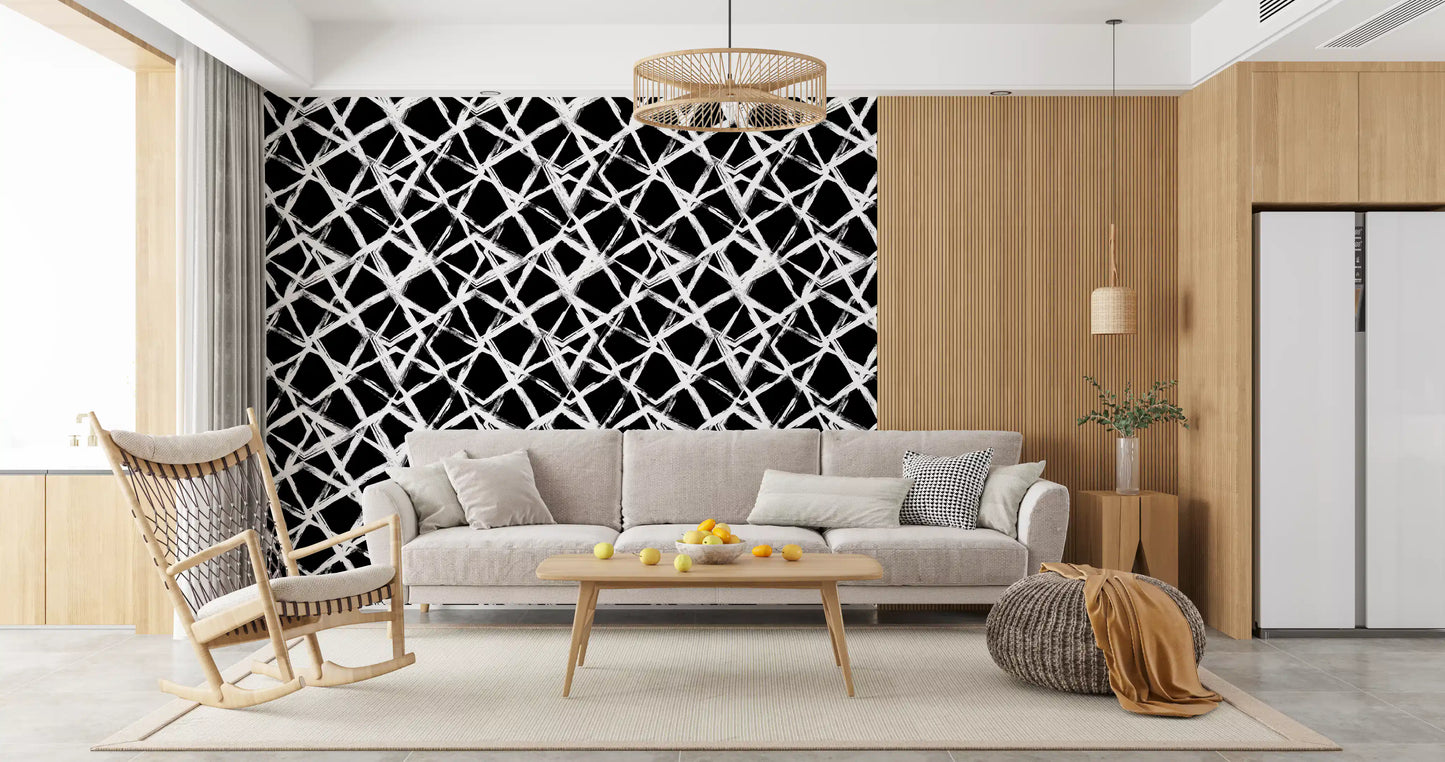Modern Minimalist Grid Brushstroke Wallpaper⁠