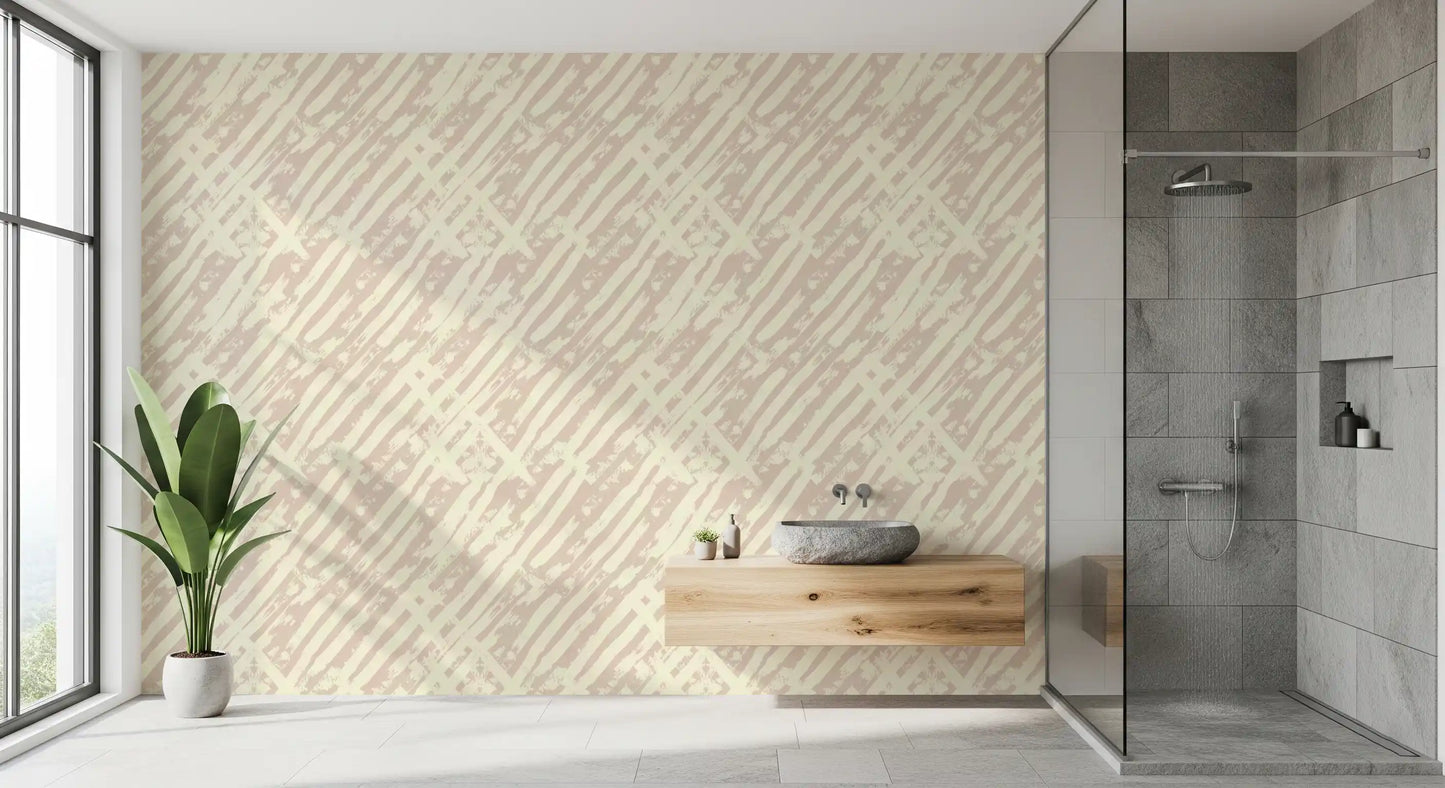 Cream Brushstroke Grid Wallpaper⁠