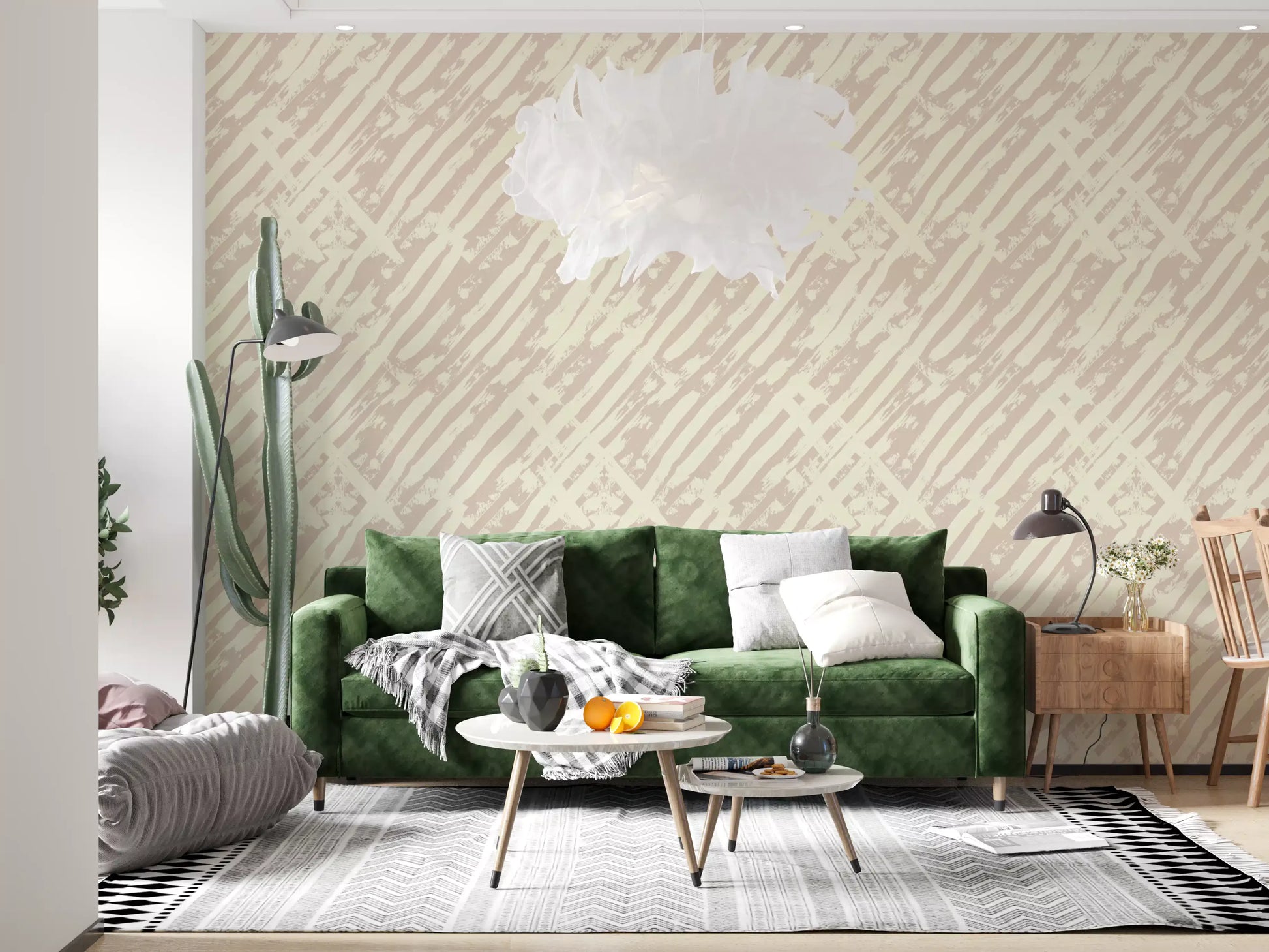 Cream Brushstroke Grid Wallpaper⁠