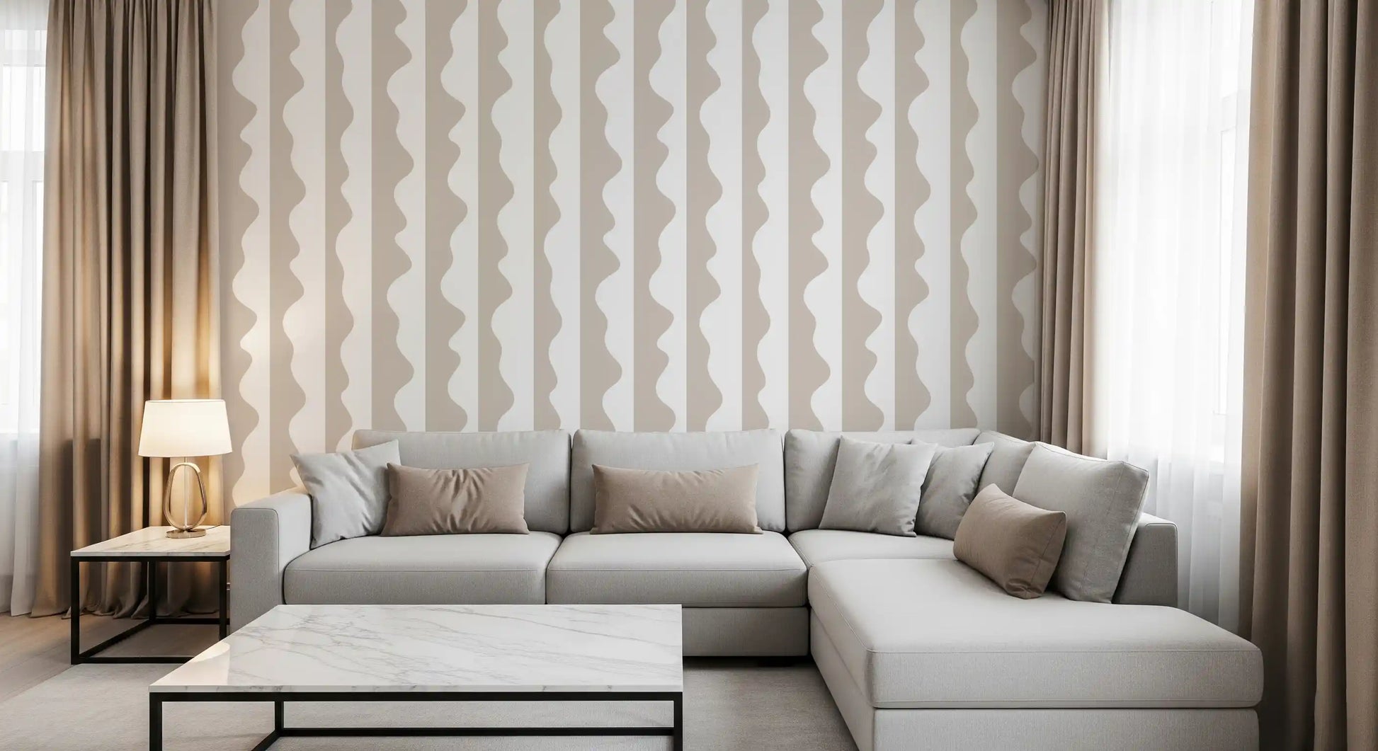 Minimalist Soft Wave Stripes Wallpaper⁠