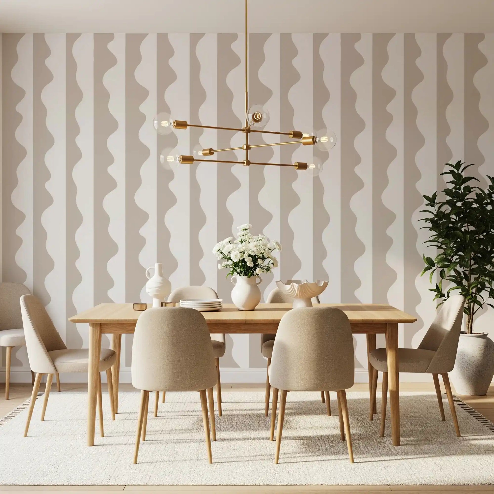 Minimalist Soft Wave Stripes Wallpaper⁠