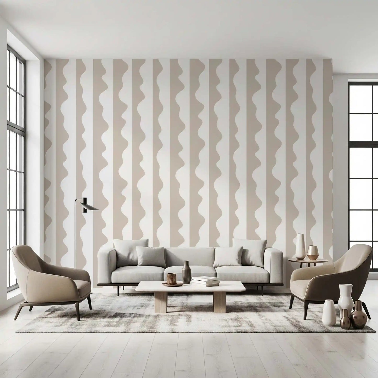 Minimalist Soft Wave Stripes Wallpaper⁠