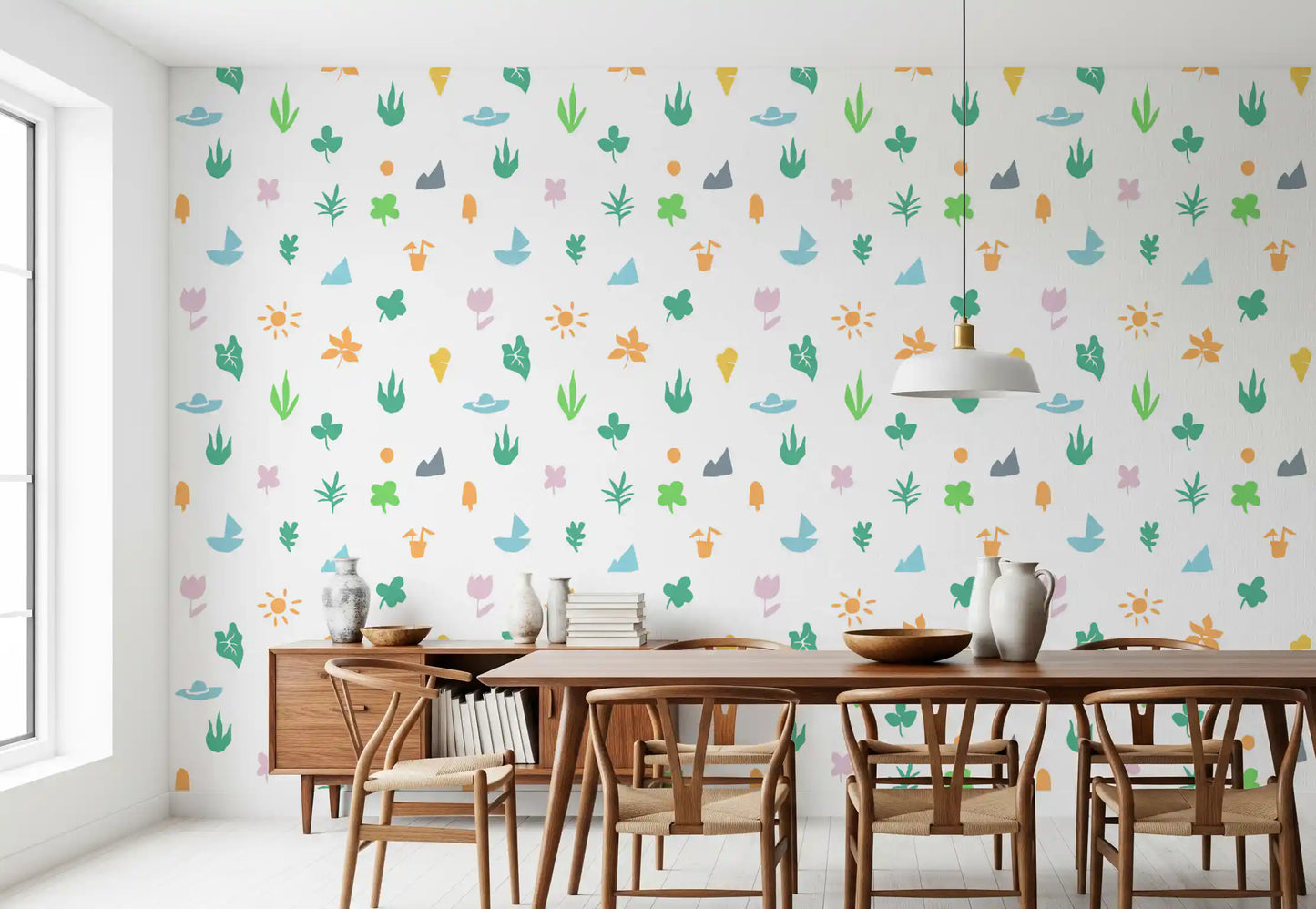 Summer Doodle Motif Wallpaper⁠