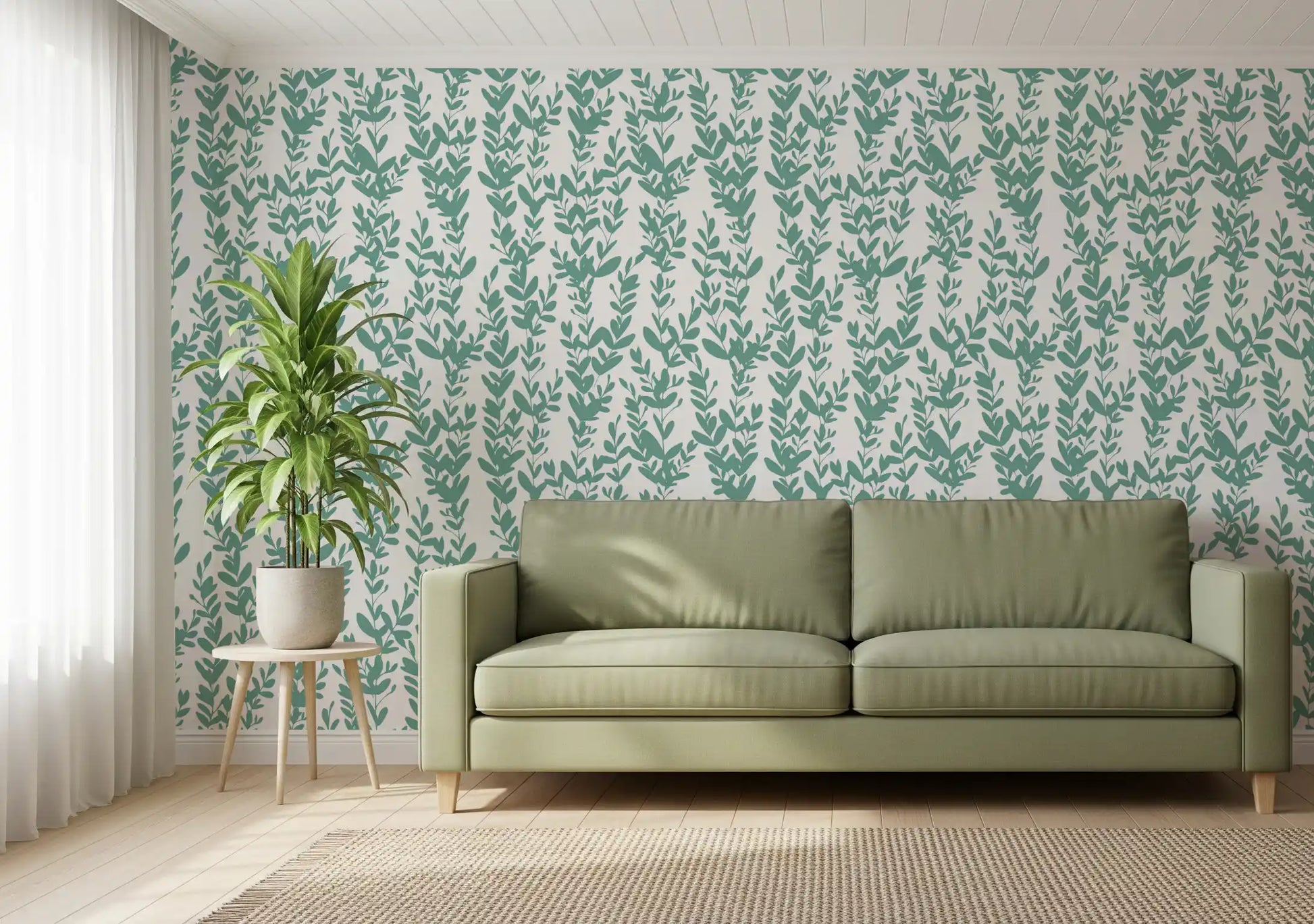 Minimalist Sage Botanical Vines Wallpaper⁠