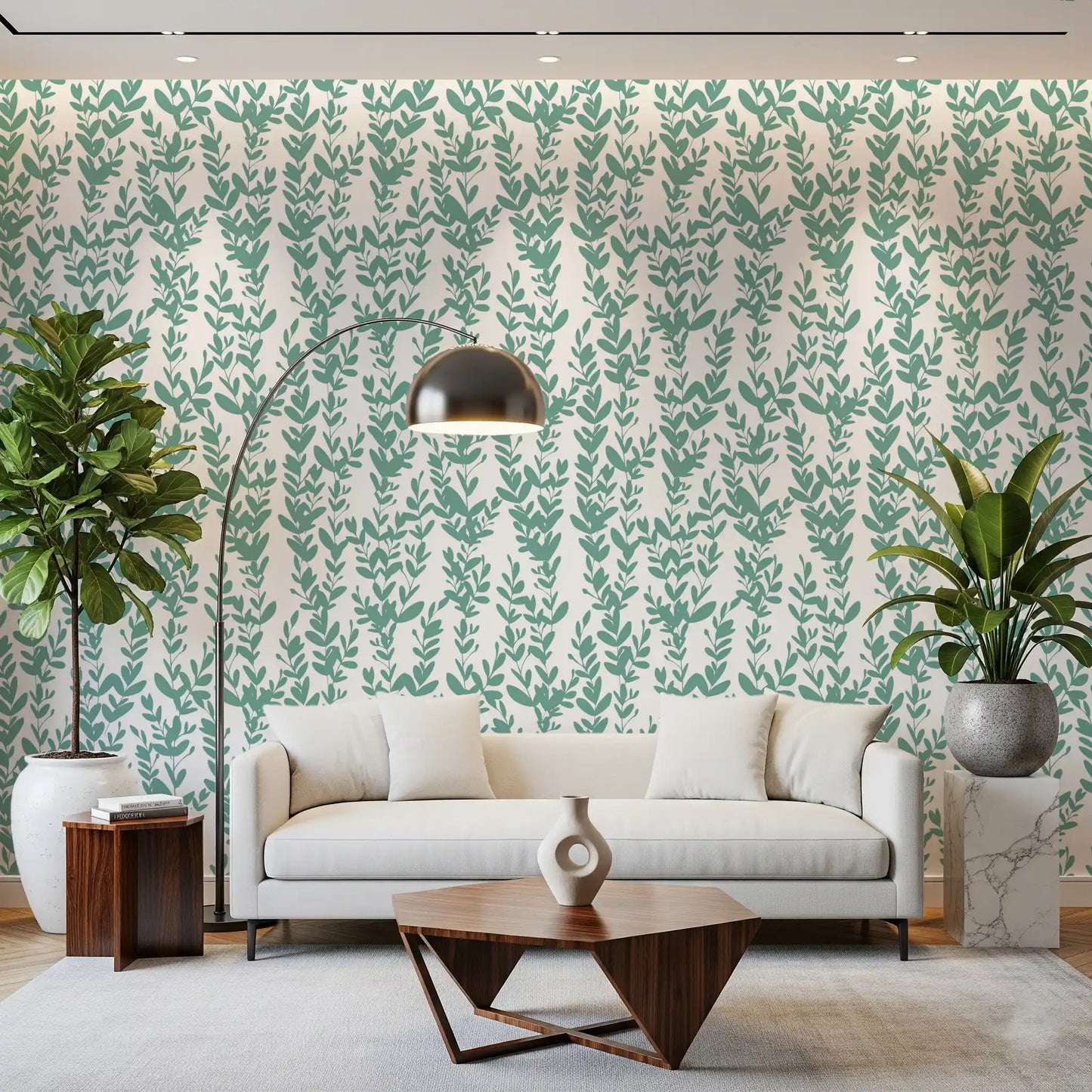 Minimalist Sage Botanical Vines Wallpaper⁠