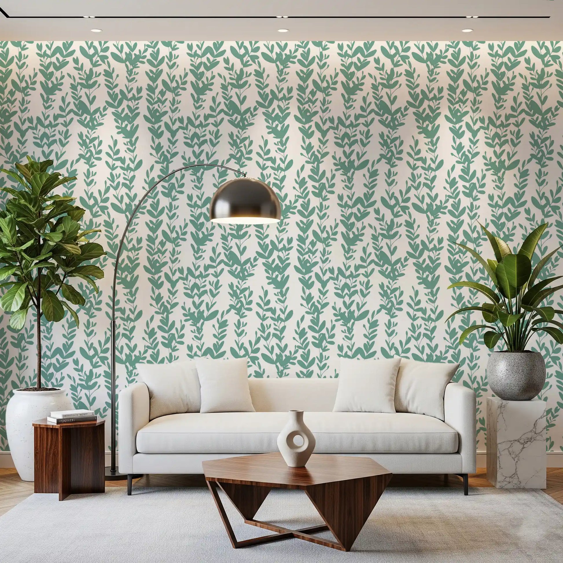 Minimalist Sage Botanical Vines Wallpaper⁠