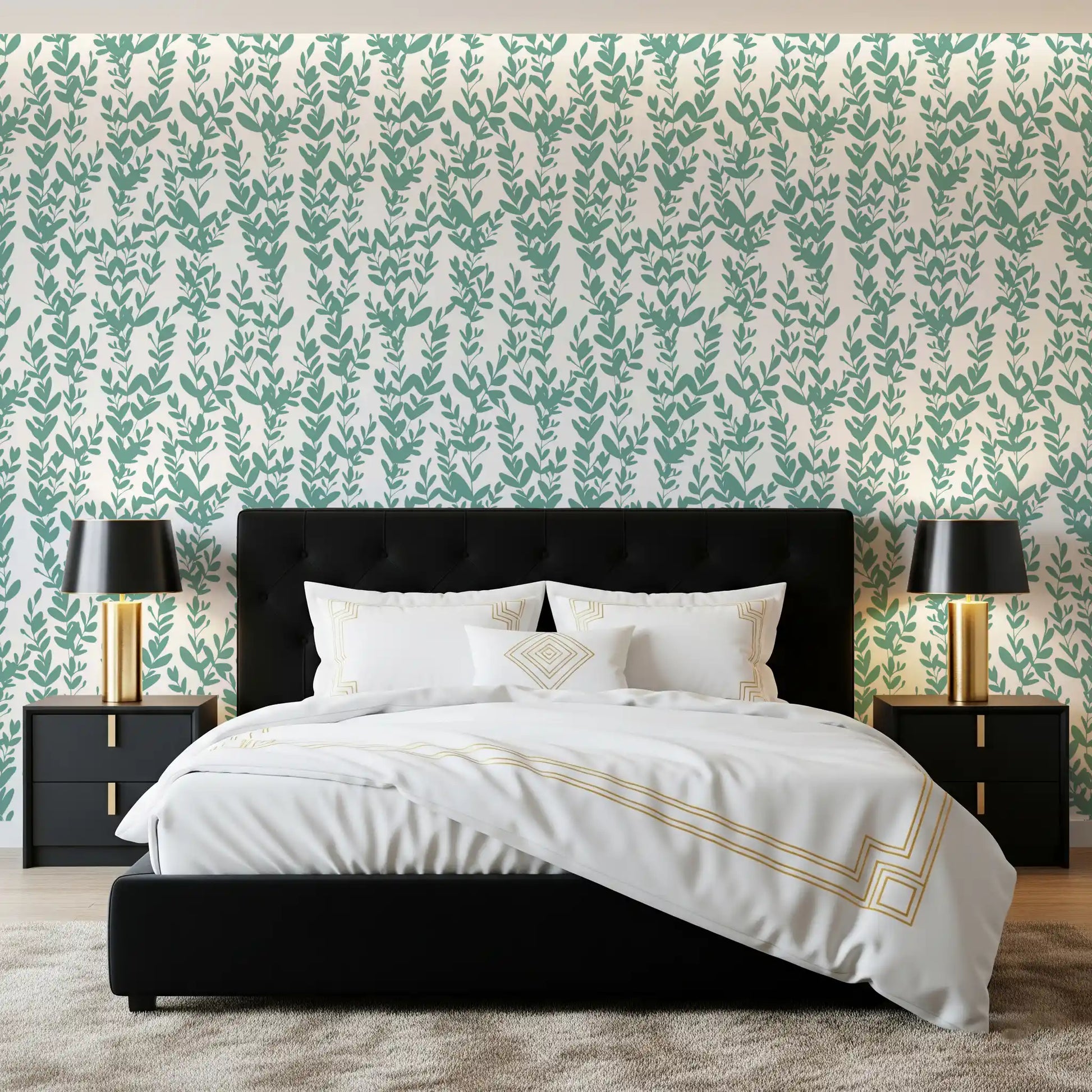 Minimalist Sage Botanical Vines Wallpaper⁠