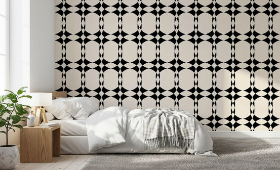 Modern Geometric Interlocking Circle Pattern Wallpaper⁠