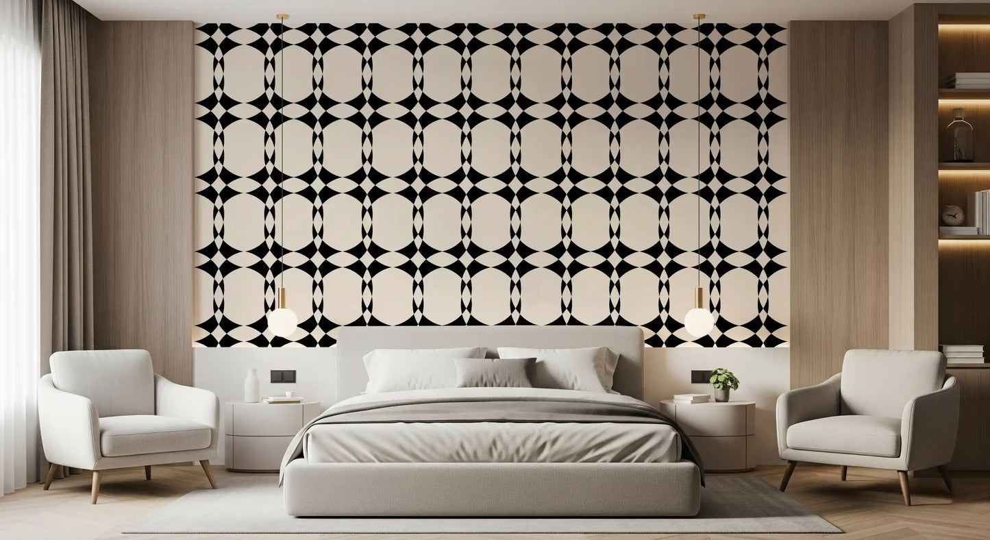 Modern Geometric Interlocking Circle Pattern Wallpaper⁠