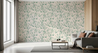 Cream and Sage Leaf Sketch Wallpaper⁠