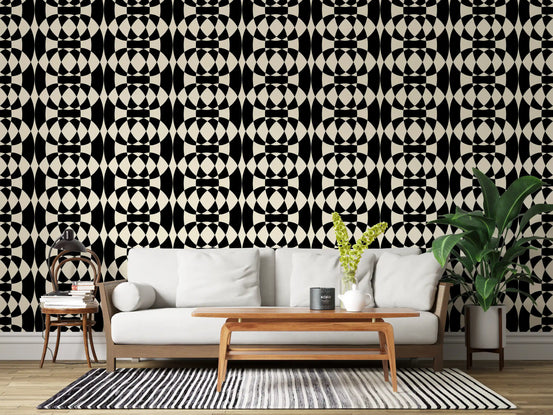 Interlocking Monochrome Arches Wallpaper⁠
