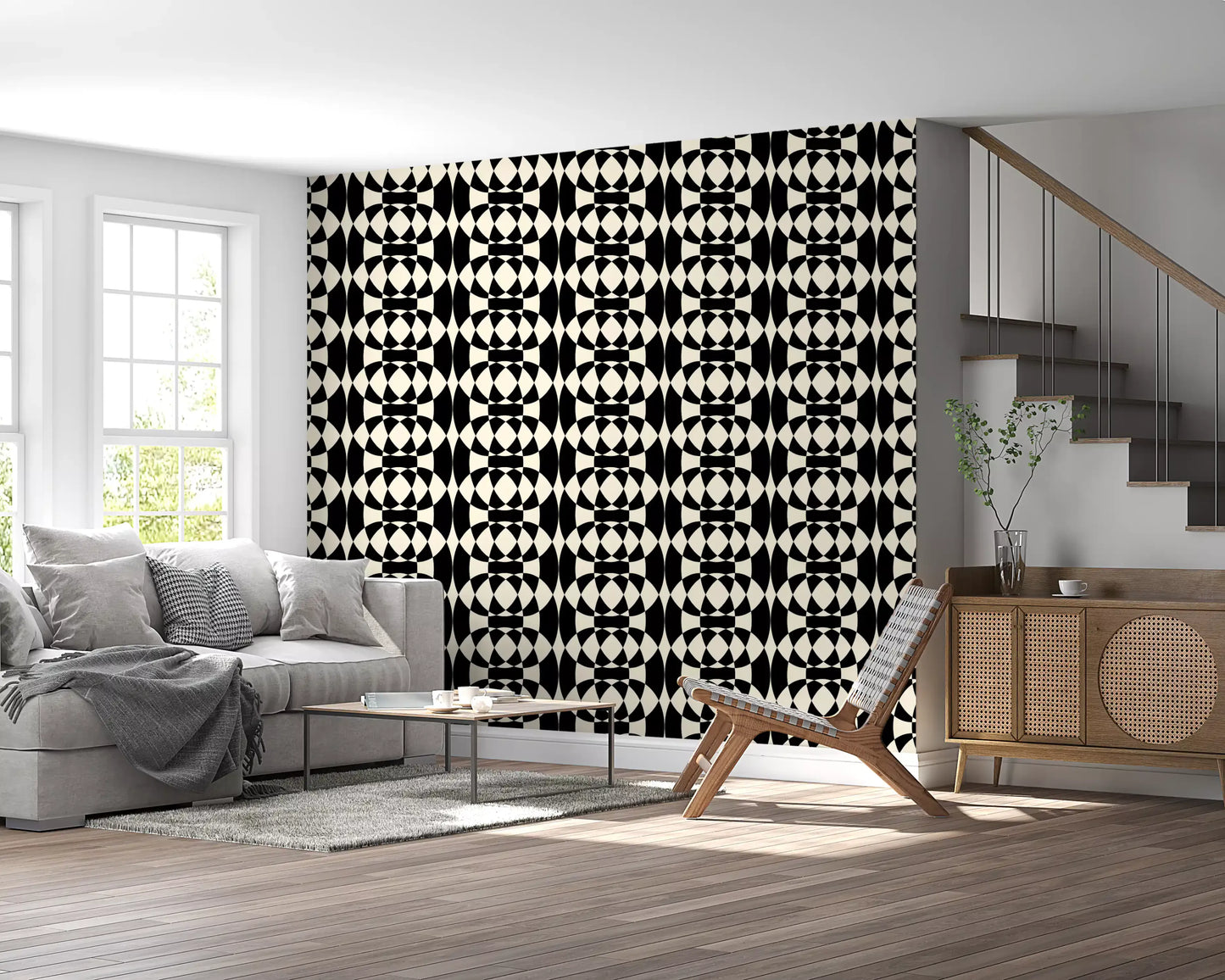 Interlocking Monochrome Arches Wallpaper⁠