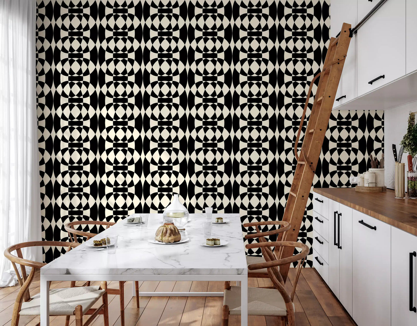 Interlocking Monochrome Arches Wallpaper⁠