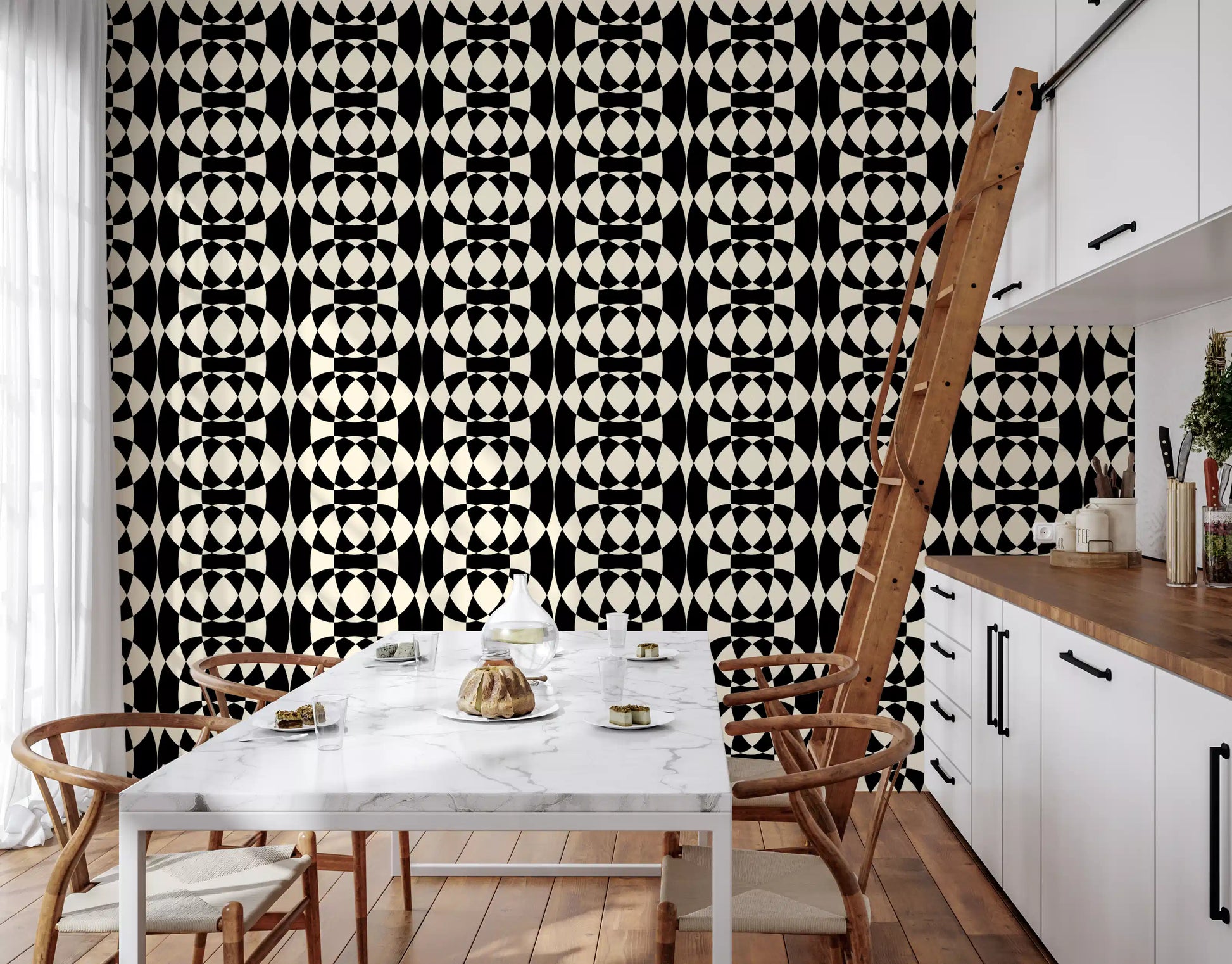 Interlocking Monochrome Arches Wallpaper⁠