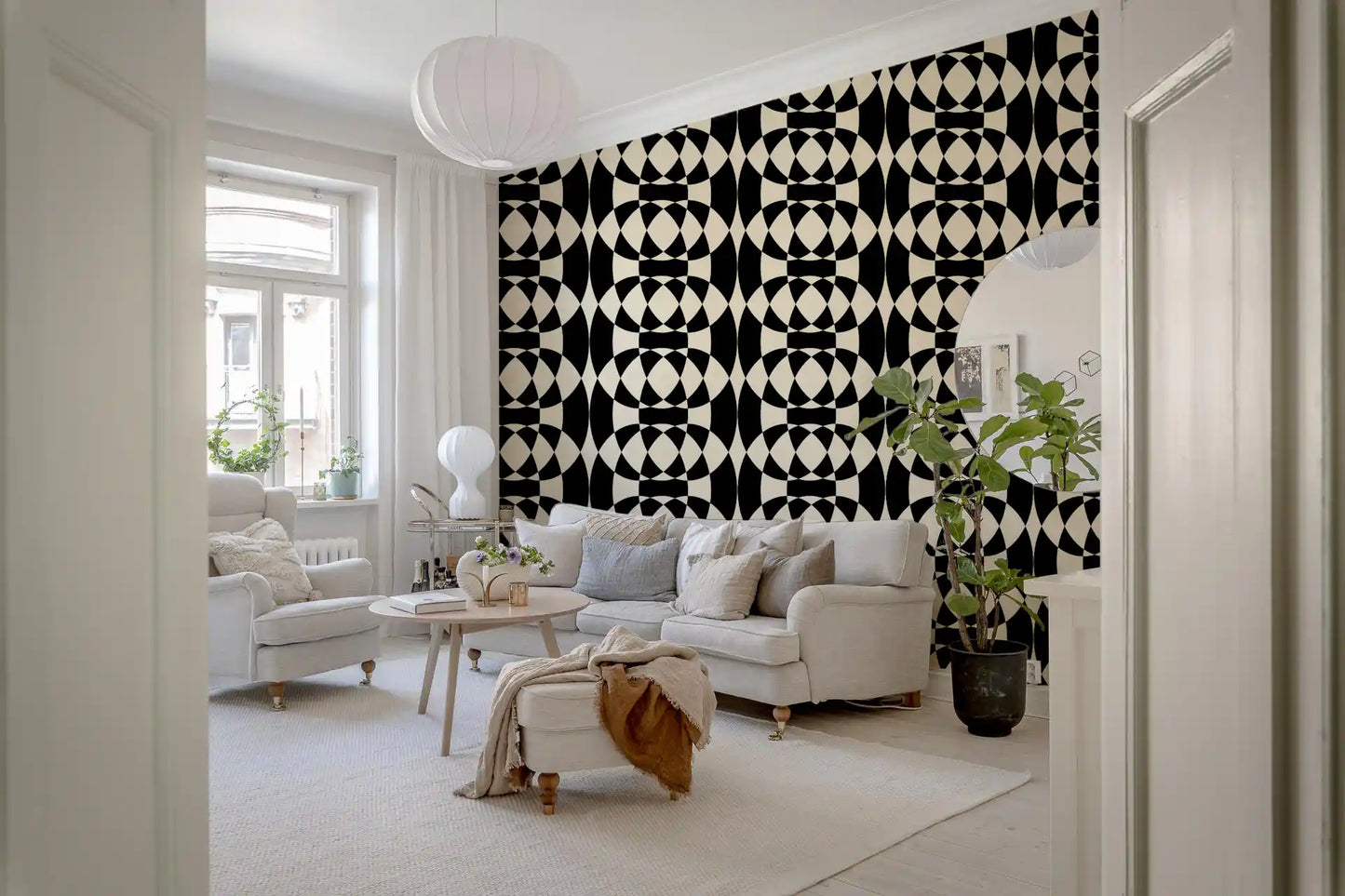 Interlocking Monochrome Arches Wallpaper⁠