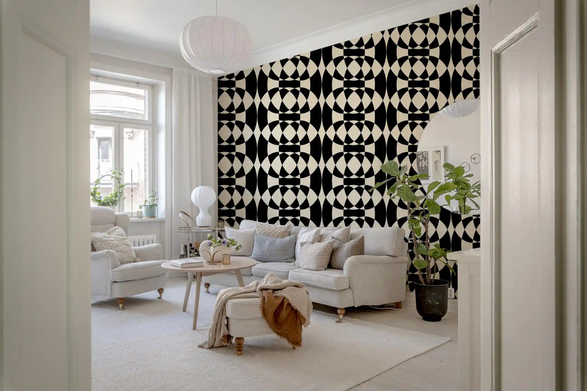 Interlocking Monochrome Arches Wallpaper⁠