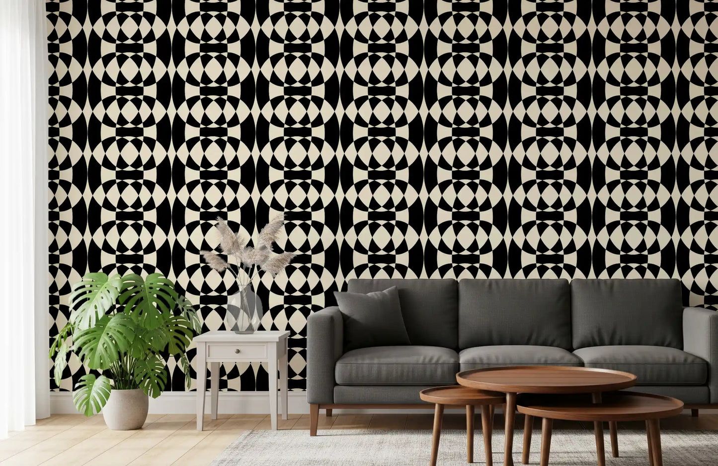 Interlocking Monochrome Arches Wallpaper⁠