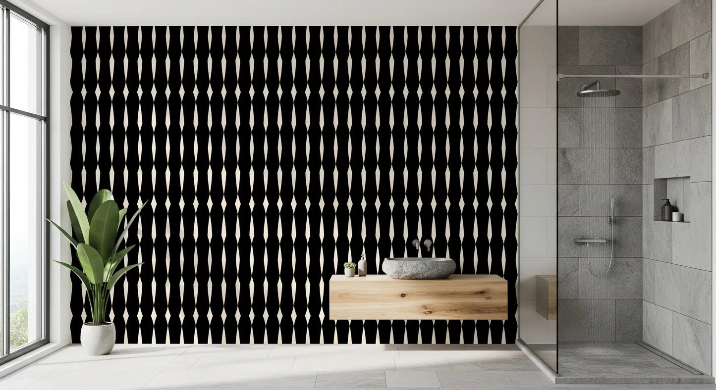 Monochromatic Geometric Column Pattern Wallpaper⁠