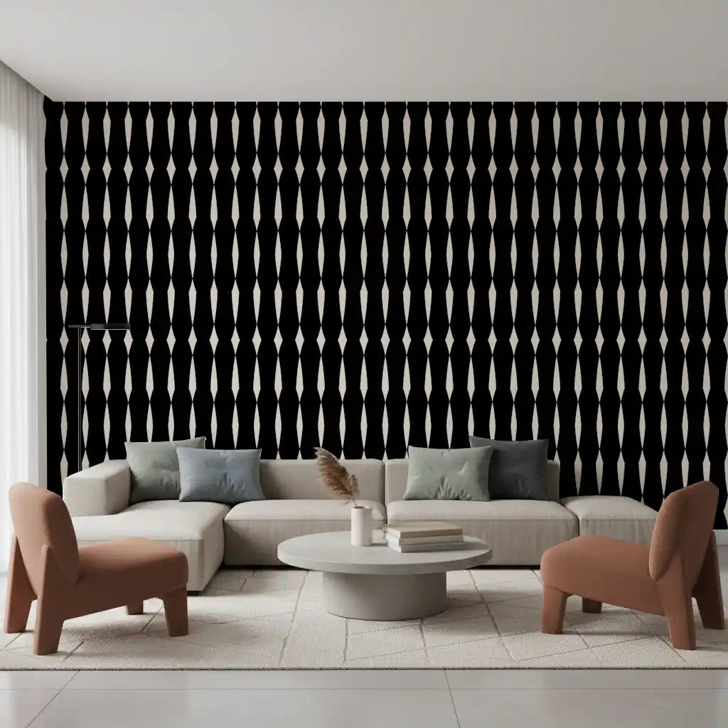 Monochromatic Geometric Column Pattern Wallpaper⁠