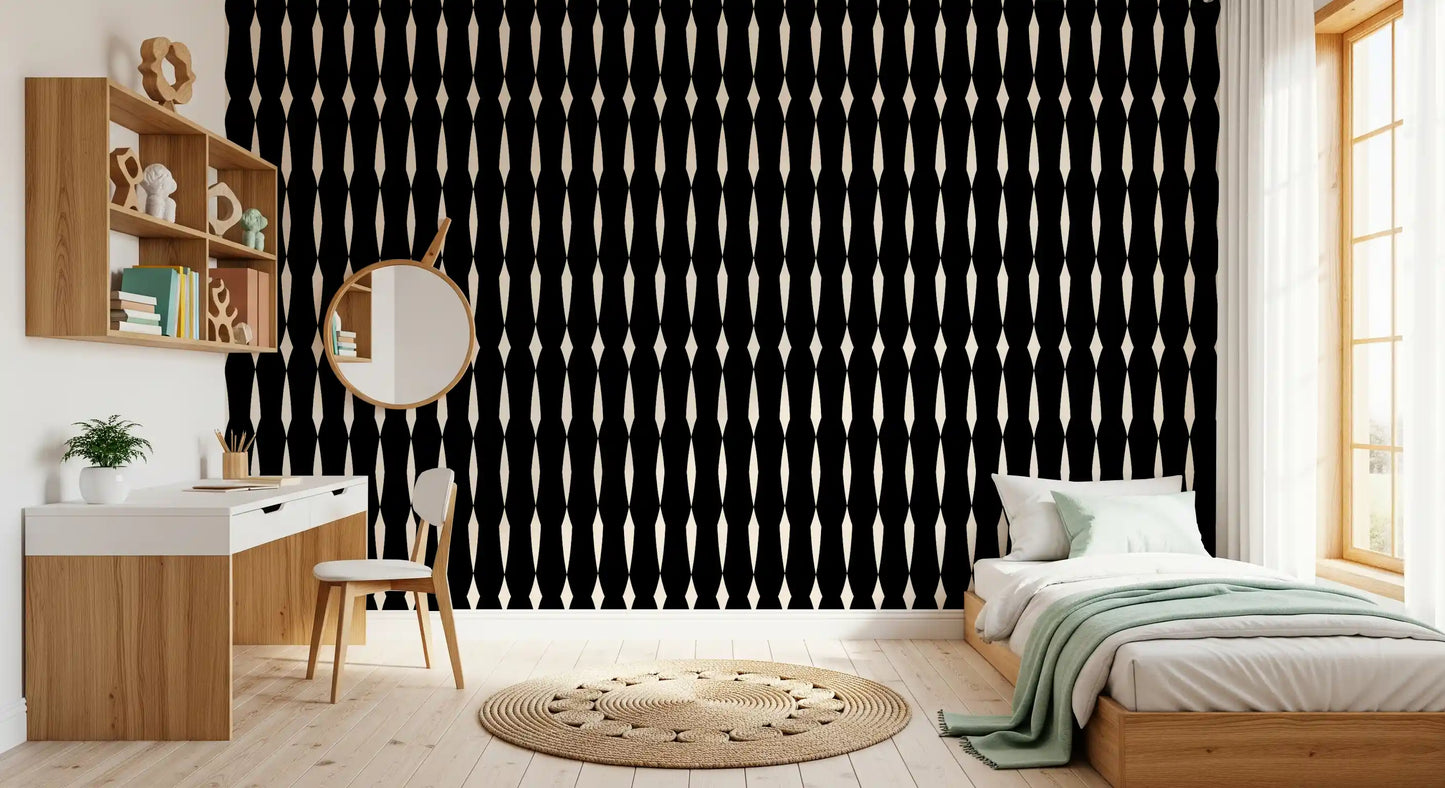 Monochromatic Geometric Column Pattern Wallpaper⁠