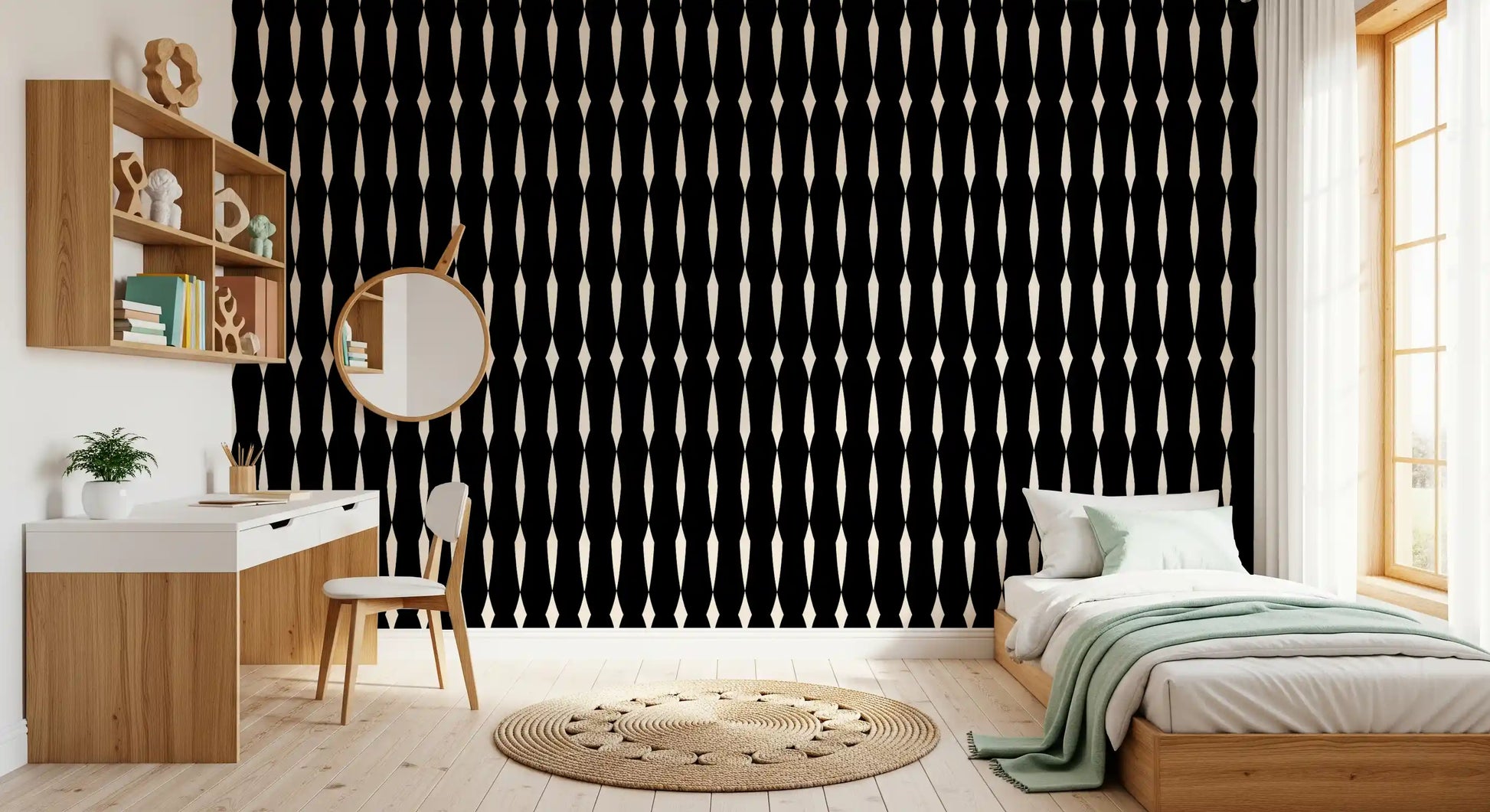 Monochromatic Geometric Column Pattern Wallpaper⁠