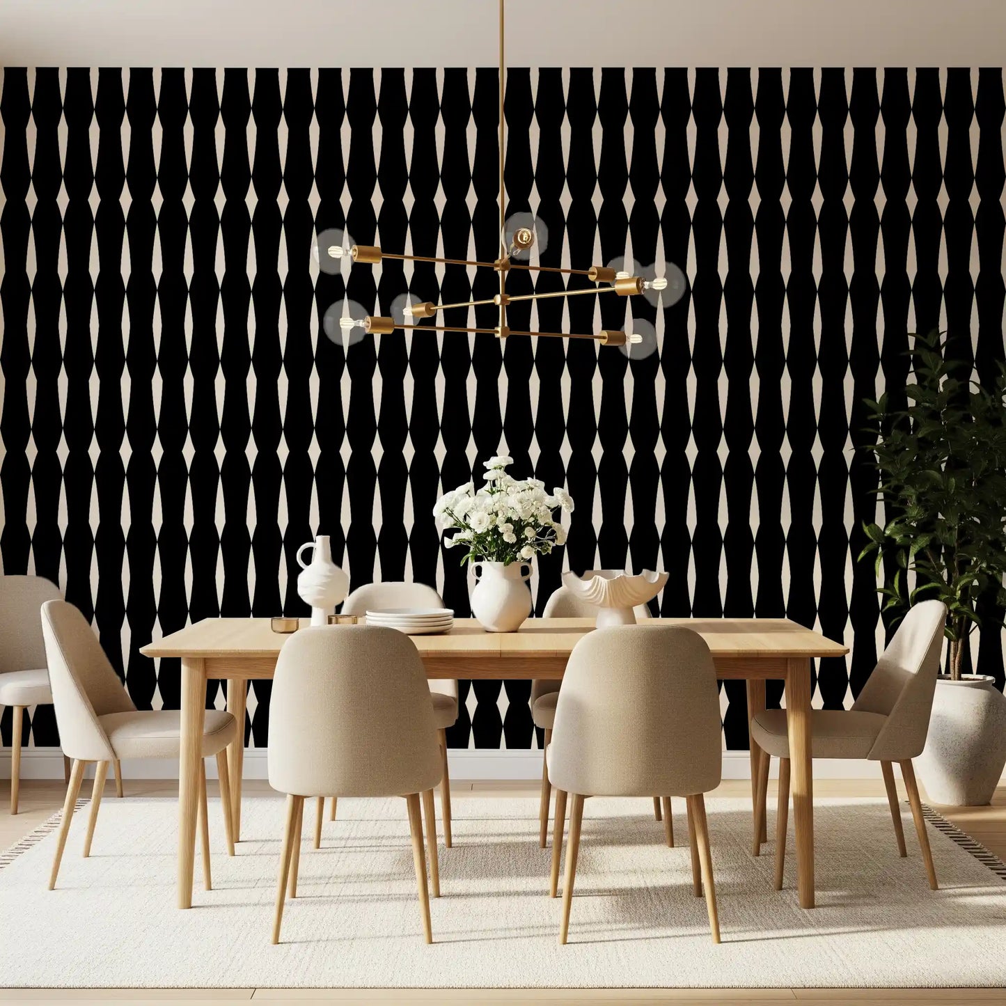 Monochromatic Geometric Column Pattern Wallpaper⁠
