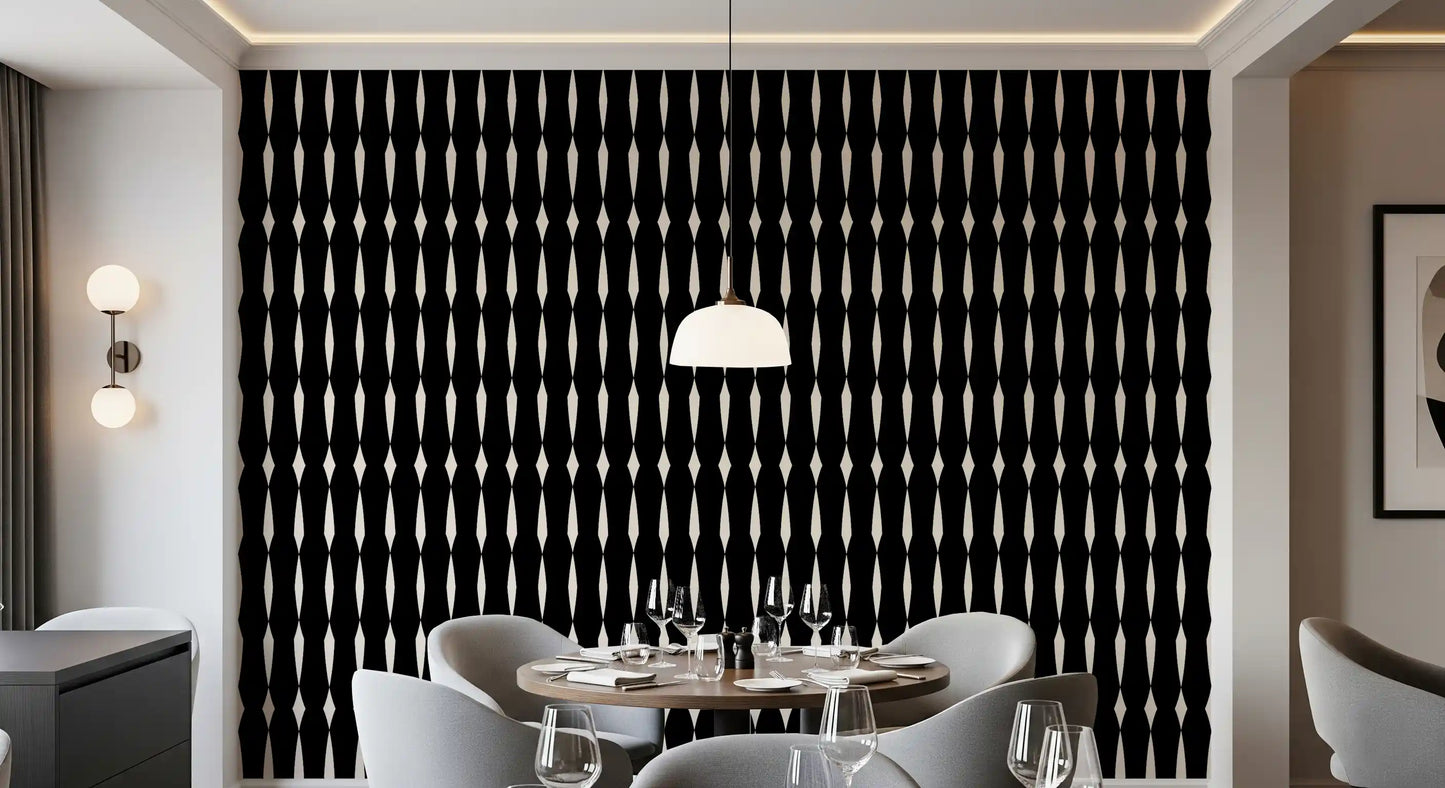 Monochromatic Geometric Column Pattern Wallpaper⁠