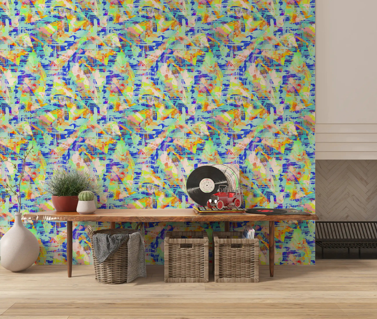 Vibrant Abstract Brushstroke Energy Wallpaper⁠