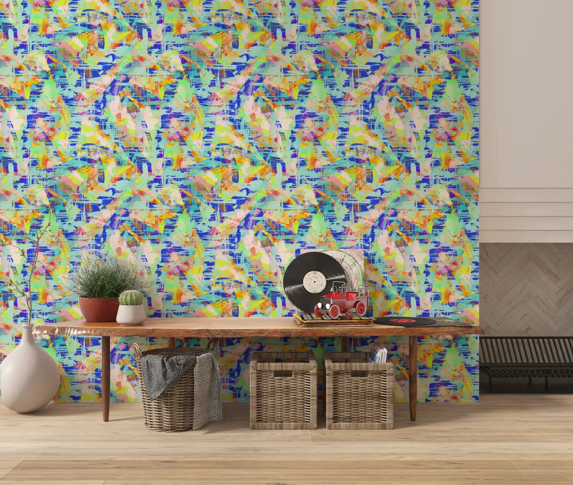 Vibrant Abstract Brushstroke Energy Wallpaper⁠