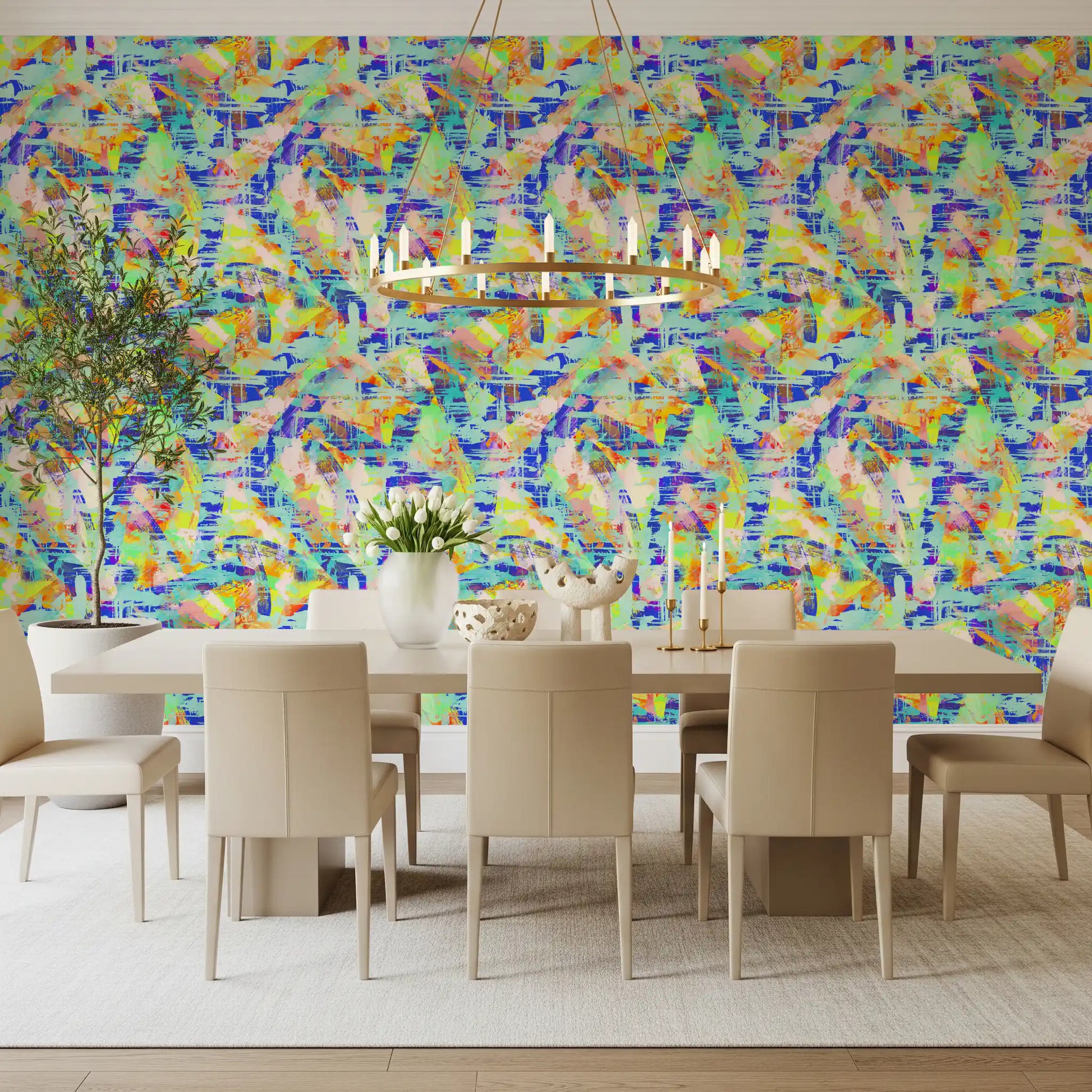 Vibrant Abstract Brushstroke Energy Wallpaper⁠