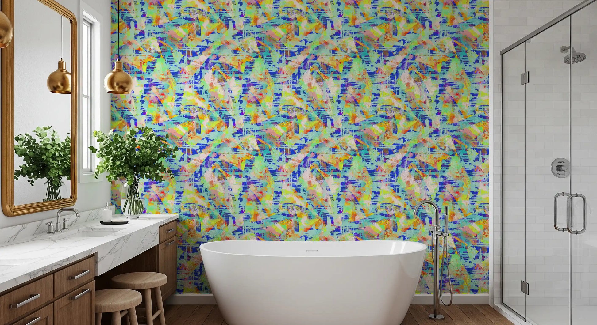 Vibrant Abstract Brushstroke Energy Wallpaper⁠