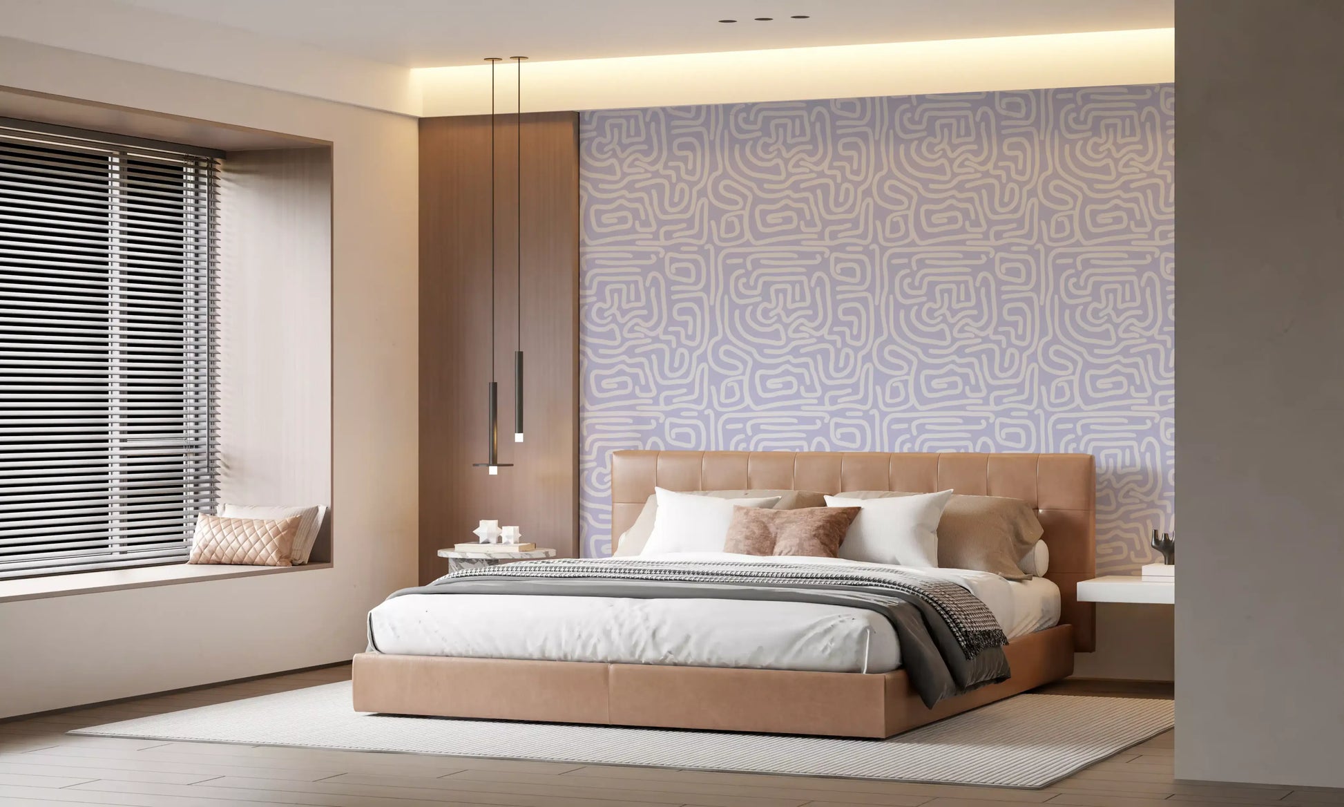 Minimalist Violet Maze Pattern Wallpaper⁠