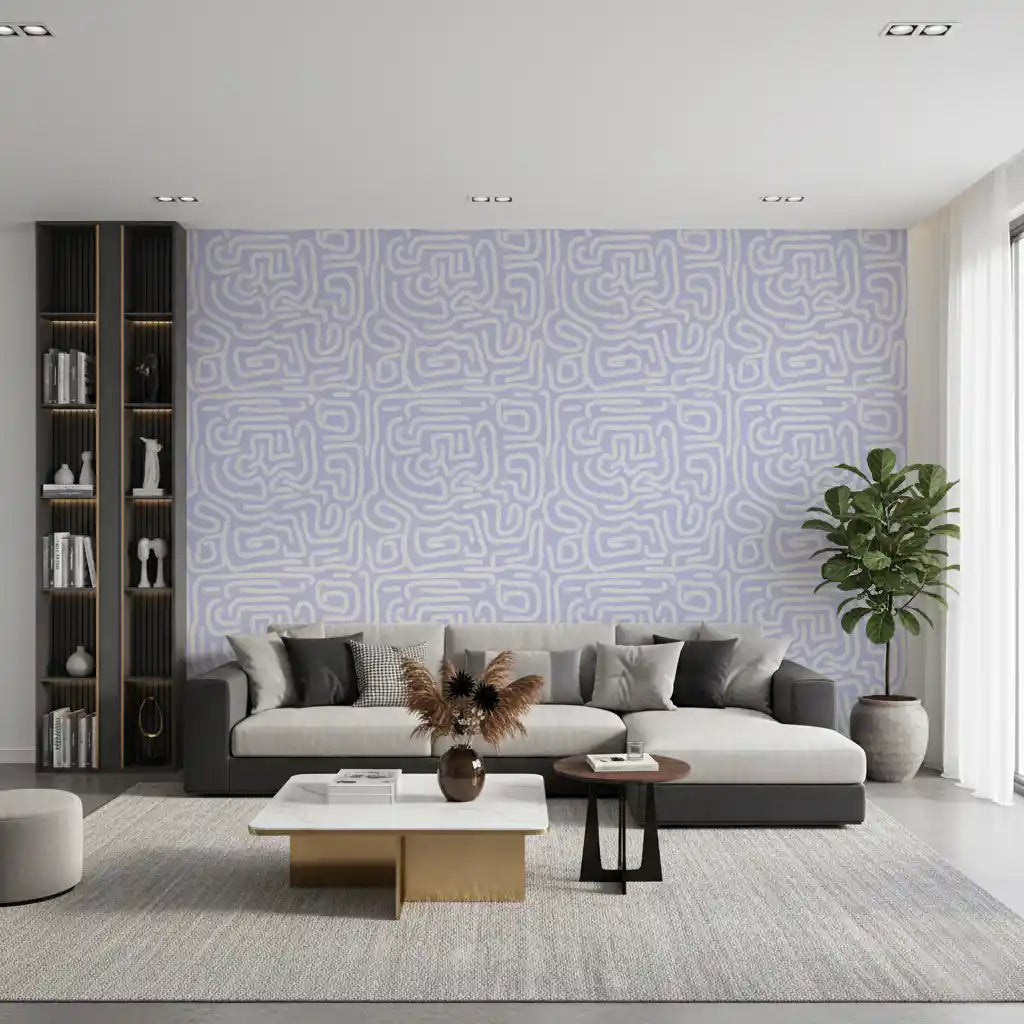 Minimalist Violet Maze Pattern Wallpaper⁠